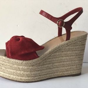 VALENTINO GARAVANI ZEPPA RED SUEDE BOW ESPADRILLE